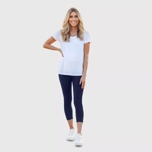 A-17 City‎ Threads USA-Made Women's 100% Cotton Soft Capri Leggings Navy M